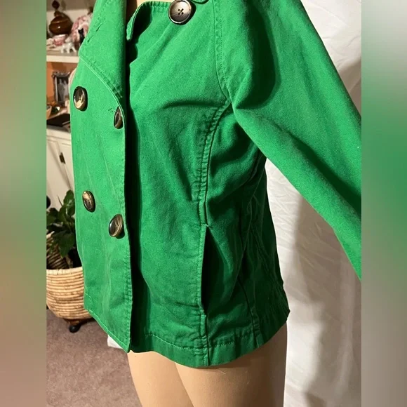 S Kelly Green Old Navy Large Button Canvas Pea Coat Jacket - Picture 6 of 13